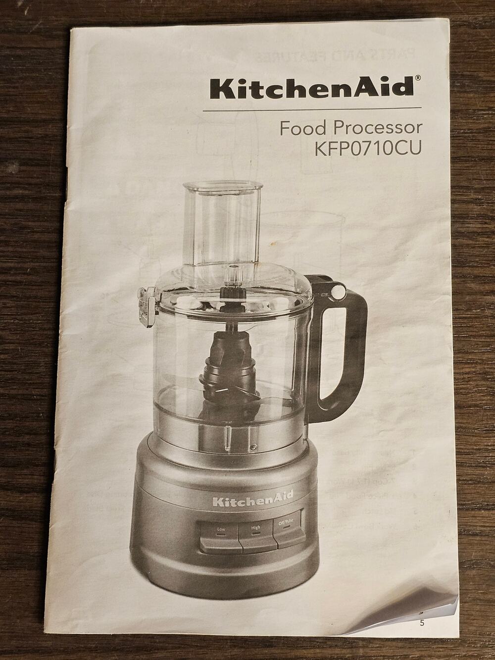 KITCHENAID kfp0710cu Food Processor User Manual Only